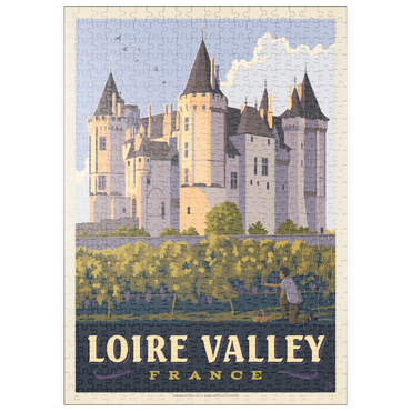 Darstellung des Puzzle Motivs puzzleplate France: Loire Valley, Château de Saumur, Vintage Poster 500 Puzzle
