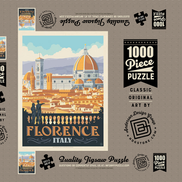 Darstellung des Puzzle Motivs Italy: Florence (Cathedral View), Vintage Poster 1000 Puzzle Schachtel 3D Modell