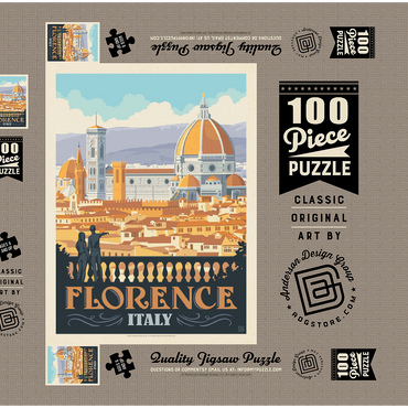 Darstellung des Puzzle Motivs Italy: Florence (Cathedral View), Vintage Poster 100 Puzzle Schachtel 3D Modell