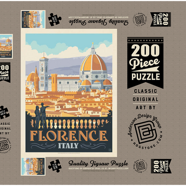 Darstellung des Puzzle Motivs Italy: Florence (Cathedral View), Vintage Poster 200 Puzzle Schachtel 3D Modell
