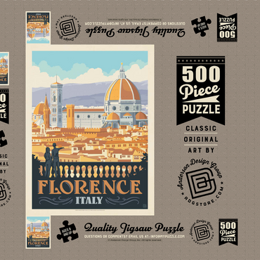 Darstellung des Puzzle Motivs Italy: Florence (Cathedral View), Vintage Poster 500 Puzzle Schachtel 3D Modell