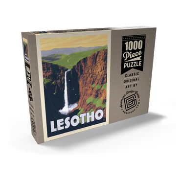 Darstellung des Puzzle Motivs Lesotho, Africa, Vintage Poster 1000 Puzzle Schachtel Ansicht2