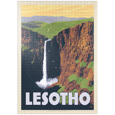 Darstellung des Puzzle Motivs puzzleplate Lesotho, Africa, Vintage Poster 1000 Puzzle