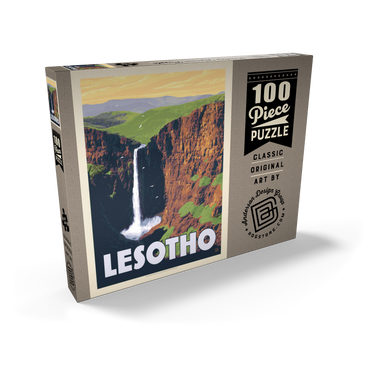 Darstellung des Puzzle Motivs Lesotho, Africa, Vintage Poster 100 Puzzle Schachtel Ansicht2