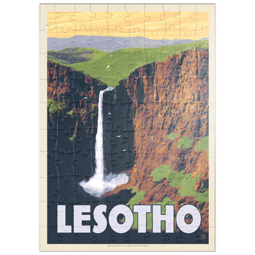 Darstellung des Puzzle Motivs puzzleplate Lesotho, Africa, Vintage Poster 100 Puzzle
