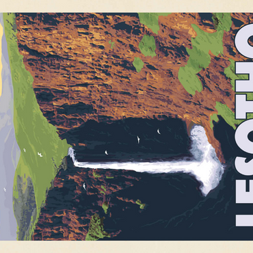 Darstellung des Puzzle Motivs Lesotho, Africa, Vintage Poster 200 Puzzle 3D Modell