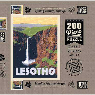 Darstellung des Puzzle Motivs Lesotho, Africa, Vintage Poster 200 Puzzle Schachtel 3D Modell