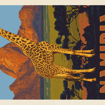 Darstellung des Puzzle Motivs Namibia, Africa, Vintage Poster 1000 Puzzle 3D Modell