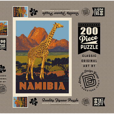 Darstellung des Puzzle Motivs Namibia, Africa, Vintage Poster 200 Puzzle Schachtel 3D Modell
