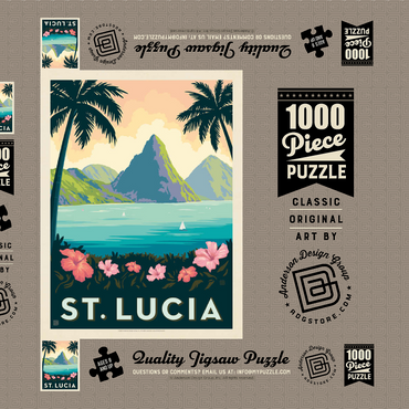Darstellung des Puzzle Motivs Saint Lucia, Vintage Poster 1000 Puzzle Schachtel 3D Modell