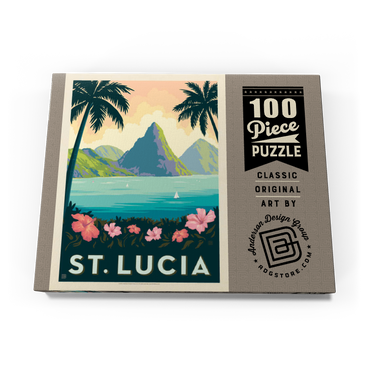 Darstellung des Puzzle Motivs Saint Lucia, Vintage Poster 100 Puzzle Schachtel Ansicht3