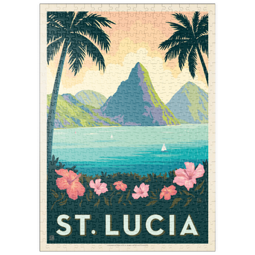 Darstellung des Puzzle Motivs puzzleplate Saint Lucia, Vintage Poster 500 Puzzle