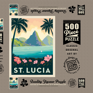 Darstellung des Puzzle Motivs Saint Lucia, Vintage Poster 500 Puzzle Schachtel 3D Modell