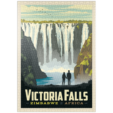 Darstellung des Puzzle Motivs puzzleplate Zimbabwe, Africa: Victoria Falls, Vintage Poster 1000 Puzzle