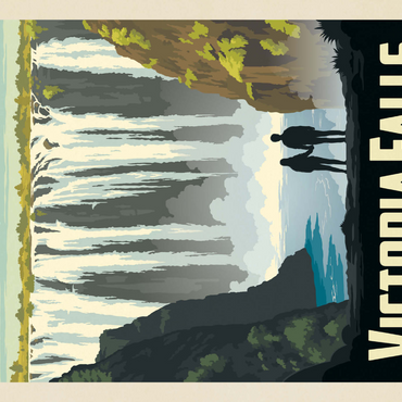 Darstellung des Puzzle Motivs Zimbabwe, Africa: Victoria Falls, Vintage Poster 1000 Puzzle 3D Modell