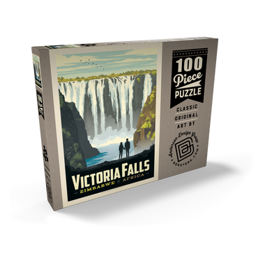 Darstellung des Puzzle Motivs Zimbabwe, Africa: Victoria Falls, Vintage Poster 100 Puzzle Schachtel Ansicht2
