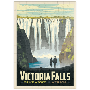 Darstellung des Puzzle Motivs puzzleplate Zimbabwe, Africa: Victoria Falls, Vintage Poster 100 Puzzle