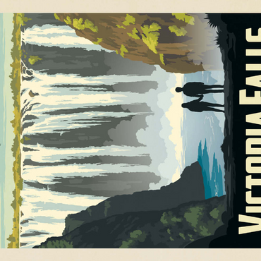 Darstellung des Puzzle Motivs Zimbabwe, Africa: Victoria Falls, Vintage Poster 200 Puzzle 3D Modell