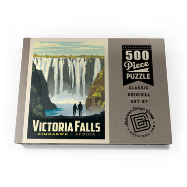 Darstellung des Puzzle Motivs Zimbabwe, Africa: Victoria Falls, Vintage Poster 500 Puzzle Schachtel Ansicht3