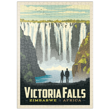 Darstellung des Puzzle Motivs puzzleplate Zimbabwe, Africa: Victoria Falls, Vintage Poster 500 Puzzle
