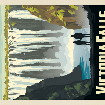Darstellung des Puzzle Motivs Zimbabwe, Africa: Victoria Falls, Vintage Poster 500 Puzzle 3D Modell