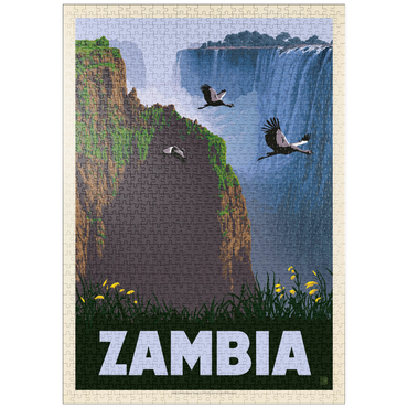 Darstellung des Puzzle Motivs puzzleplate Zambia, Africa, Vintage Poster 1000 Puzzle