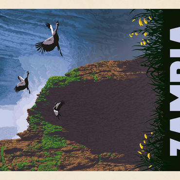 Darstellung des Puzzle Motivs Zambia, Africa, Vintage Poster 1000 Puzzle 3D Modell