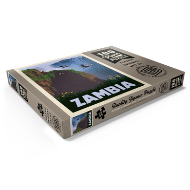 Darstellung des Puzzle Motivs Zambia, Africa, Vintage Poster 100 Puzzle Schachtel Ansicht1