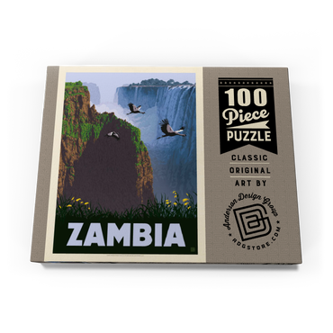 Darstellung des Puzzle Motivs Zambia, Africa, Vintage Poster 100 Puzzle Schachtel Ansicht3