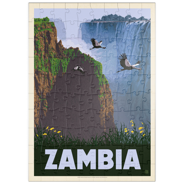 Darstellung des Puzzle Motivs puzzleplate Zambia, Africa, Vintage Poster 100 Puzzle