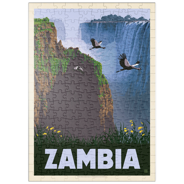 Darstellung des Puzzle Motivs puzzleplate Zambia, Africa, Vintage Poster 200 Puzzle