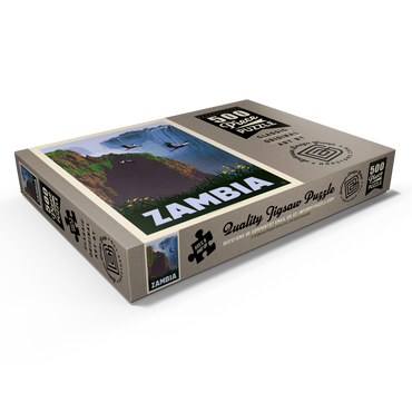 Darstellung des Puzzle Motivs Zambia, Africa, Vintage Poster 500 Puzzle Schachtel Ansicht1