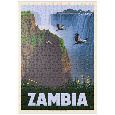 Darstellung des Puzzle Motivs puzzleplate Zambia, Africa, Vintage Poster 500 Puzzle