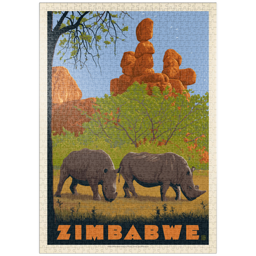 Darstellung des Puzzle Motivs puzzleplate Zimbabwe, Vintage Poster 1000 Puzzle