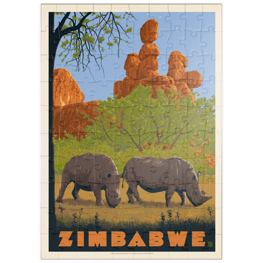 Darstellung des Puzzle Motivs puzzleplate Zimbabwe, Vintage Poster 100 Puzzle