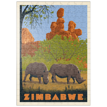 Darstellung des Puzzle Motivs puzzleplate Zimbabwe, Vintage Poster 200 Puzzle