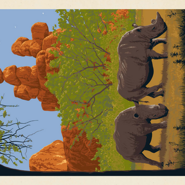 Darstellung des Puzzle Motivs Zimbabwe, Vintage Poster 200 Puzzle 3D Modell