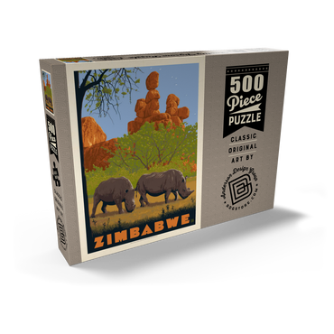 Darstellung des Puzzle Motivs Zimbabwe, Vintage Poster 500 Puzzle Schachtel Ansicht2