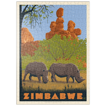 Darstellung des Puzzle Motivs puzzleplate Zimbabwe, Vintage Poster 500 Puzzle