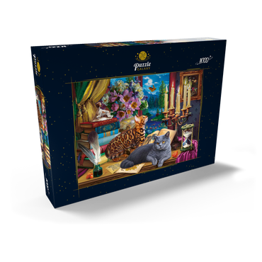 Darstellung des Puzzle Motivs Cats Near the Window at Night 1000 Puzzle Schachtel Ansicht2