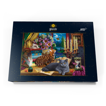Darstellung des Puzzle Motivs Cats Near the Window at Night 1000 Puzzle Schachtel Ansicht3