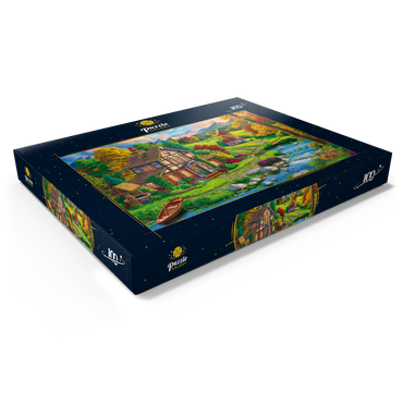 Darstellung des Puzzle Motivs Beautiful Cozy House by the River 100 Puzzle Schachtel Ansicht1