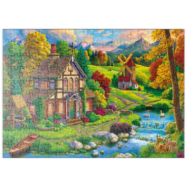Darstellung des Puzzle Motivs puzzleplate Beautiful Cozy House by the River 200 Puzzle