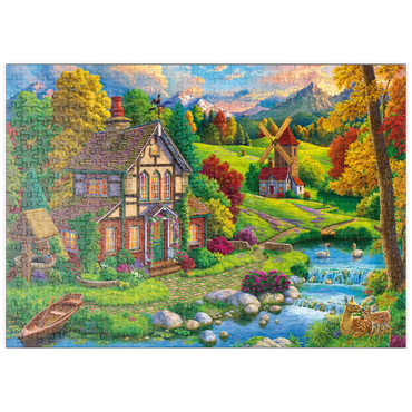 Darstellung des Puzzle Motivs puzzleplate Beautiful Cozy House by the River 500 Puzzle