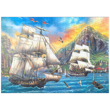 Darstellung des Puzzle Motivs puzzleplate Majestic Sailboats in the Sea 1000 Puzzle