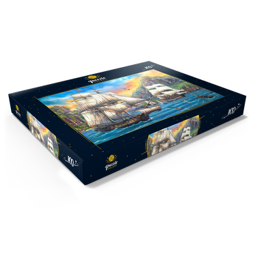 Darstellung des Puzzle Motivs Majestic Sailboats in the Sea 100 Puzzle Schachtel Ansicht1
