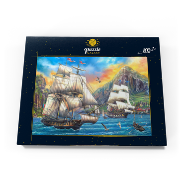 Darstellung des Puzzle Motivs Majestic Sailboats in the Sea 100 Puzzle Schachtel Ansicht3