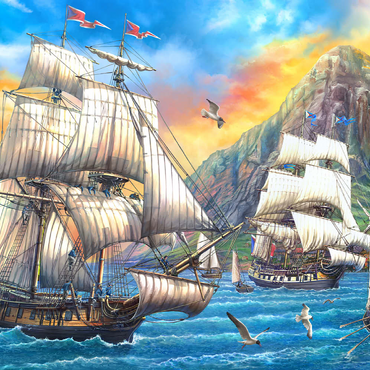 Darstellung des Puzzle Motivs Majestic Sailboats in the Sea 200 Puzzle 3D Modell
