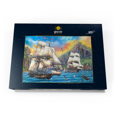 Darstellung des Puzzle Motivs Majestic Sailboats in the Sea 500 Puzzle Schachtel Ansicht3