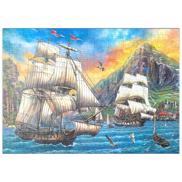 Darstellung des Puzzle Motivs puzzleplate Majestic Sailboats in the Sea 500 Puzzle